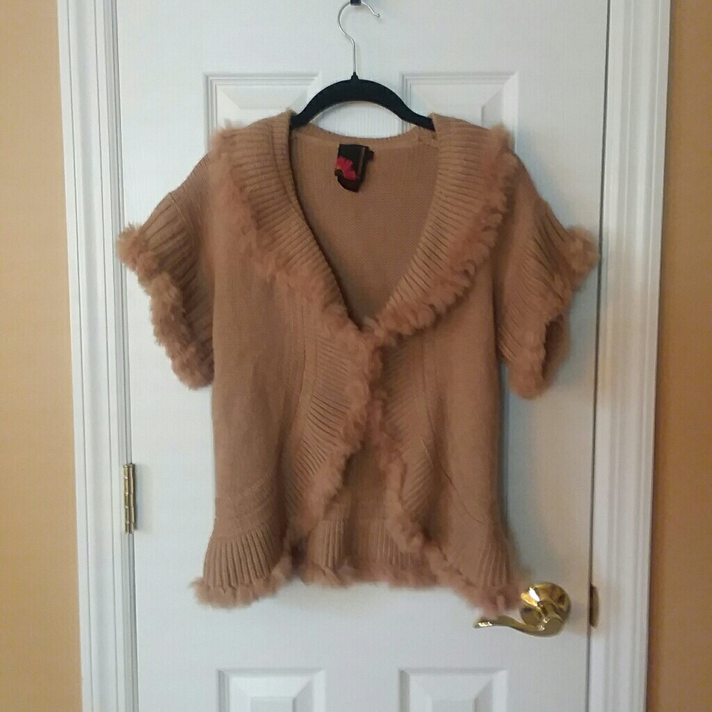 Debbie Shuchat Tan Short Sleeve Cardigan